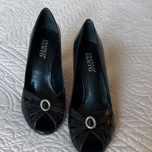 Franco Sarto Black Peep-Toe Heels with Buckle size 8.5